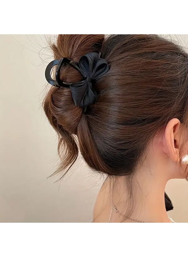 Black Bow Hair Clip For Braids Ponytails Buns Weddings Parties Casual Attire - Image 3